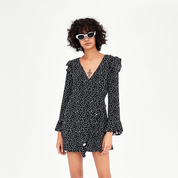 Zara Pants Jumpsuits Zara Polka Dot Romper Poshmark